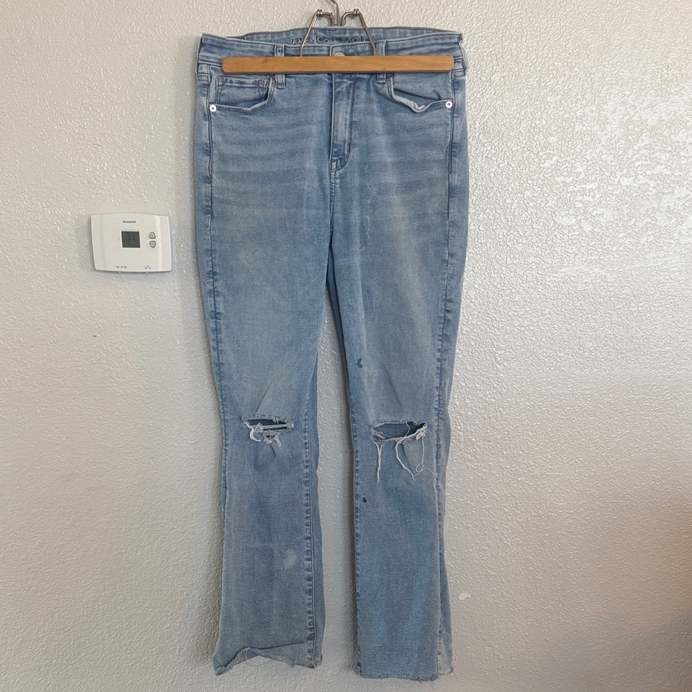 American Eagle Outfitters Light Blue Boot Cut Distressed Jeans